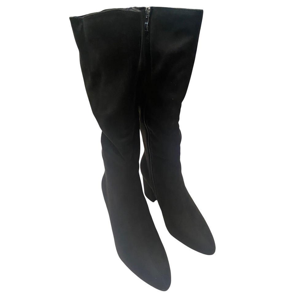 Journee Collection Ameylia Black Wide Calf Block Heel Boots Womens 8.5 Wide